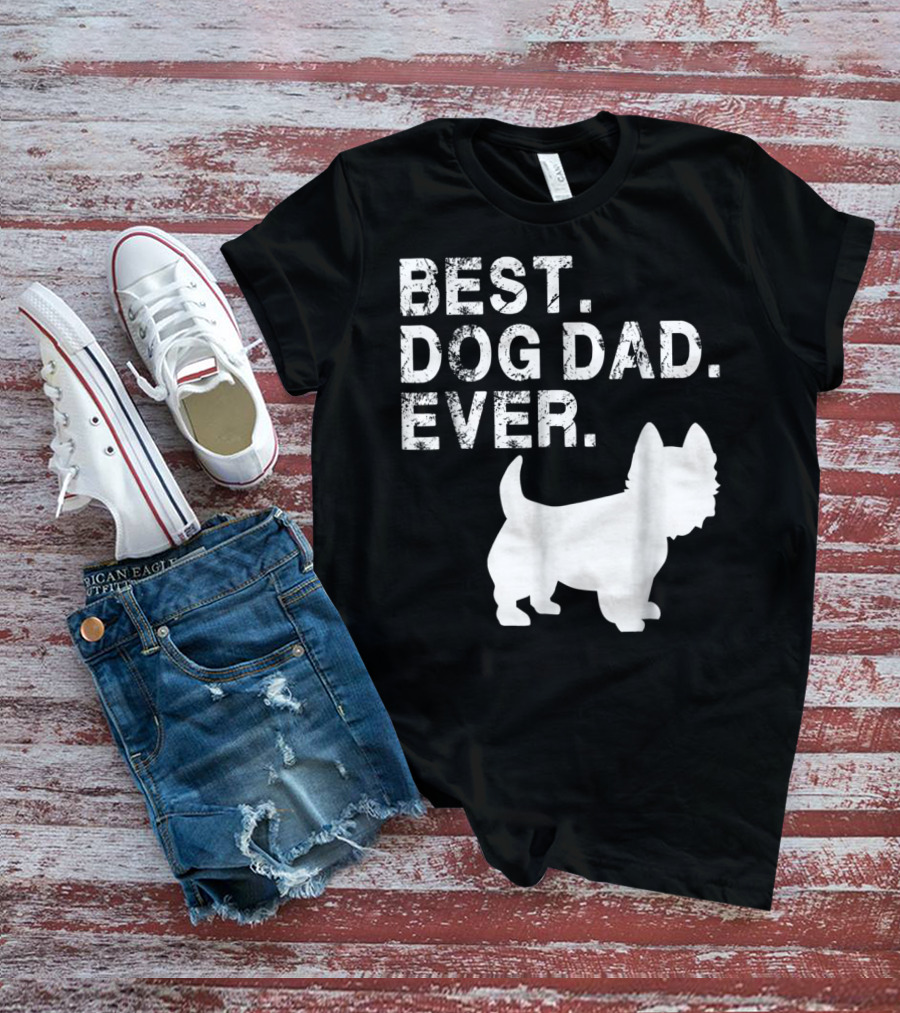 Mens Grunge Best Dog Dad Ever Westie T-Shirt