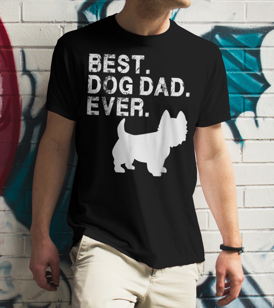 Mens Grunge Best Dog Dad Ever Westie T-Shirt