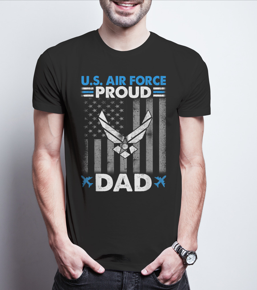 U.S. Air Force Proud Dad American Flag Emblem T-Shirt