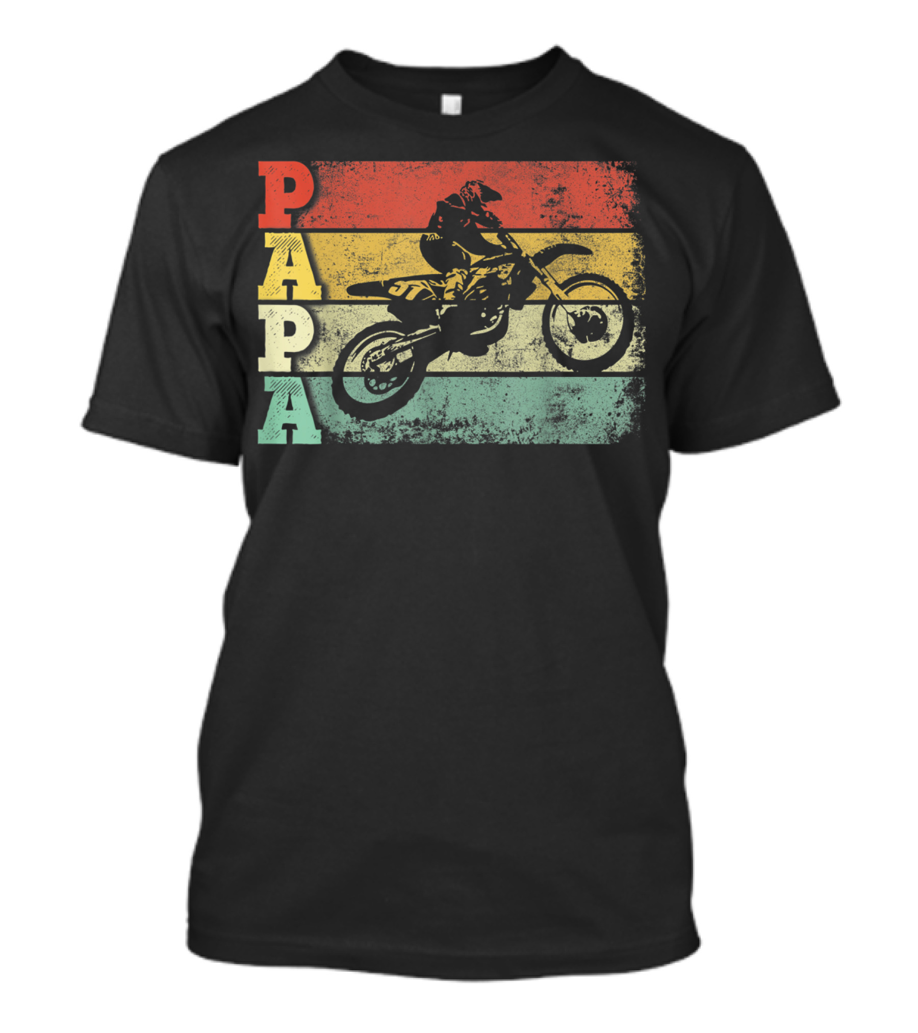 Papa Vintage Motocross Dirt Bike Dad Retro Colors T-Shirt