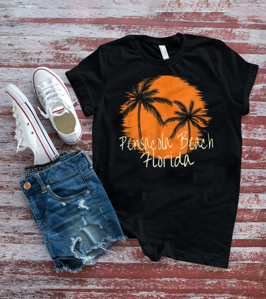 Pensacola Beach Florida Vacation Souvenir Sun Palm Trees T-Shirt