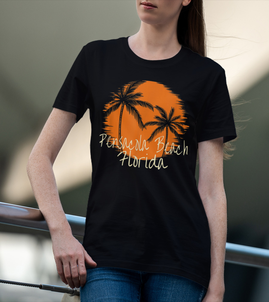 Pensacola Beach Florida Vacation Souvenir Sun Palm Trees T-Shirt