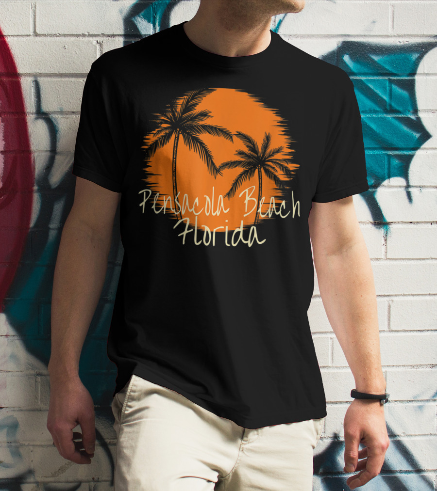Pensacola Beach Florida Vacation Souvenir Sun Palm Trees T-Shirt