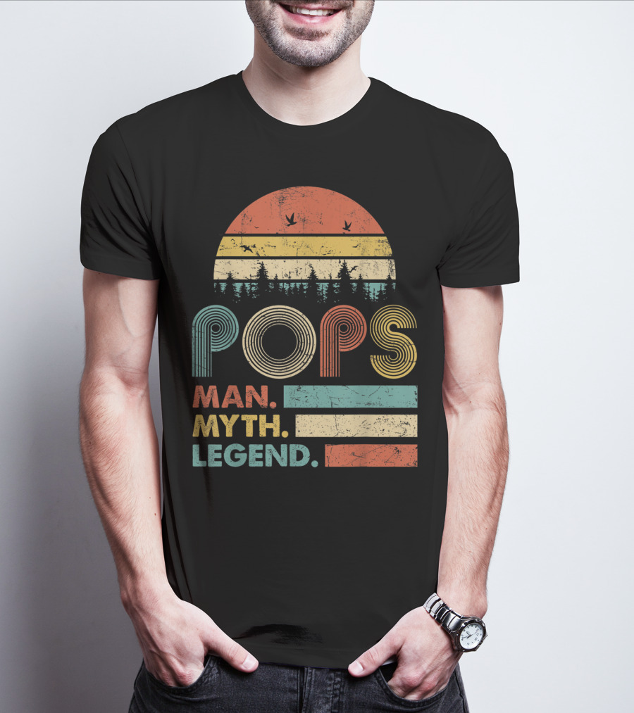 Pops The Man The Myth The Legend Retro Sunset T-Shirt