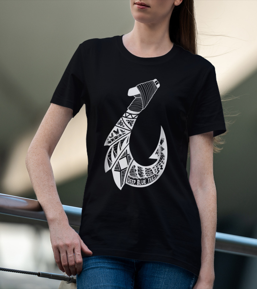 Tribal Hawaiian Hook By Deep Blue T-Shirt