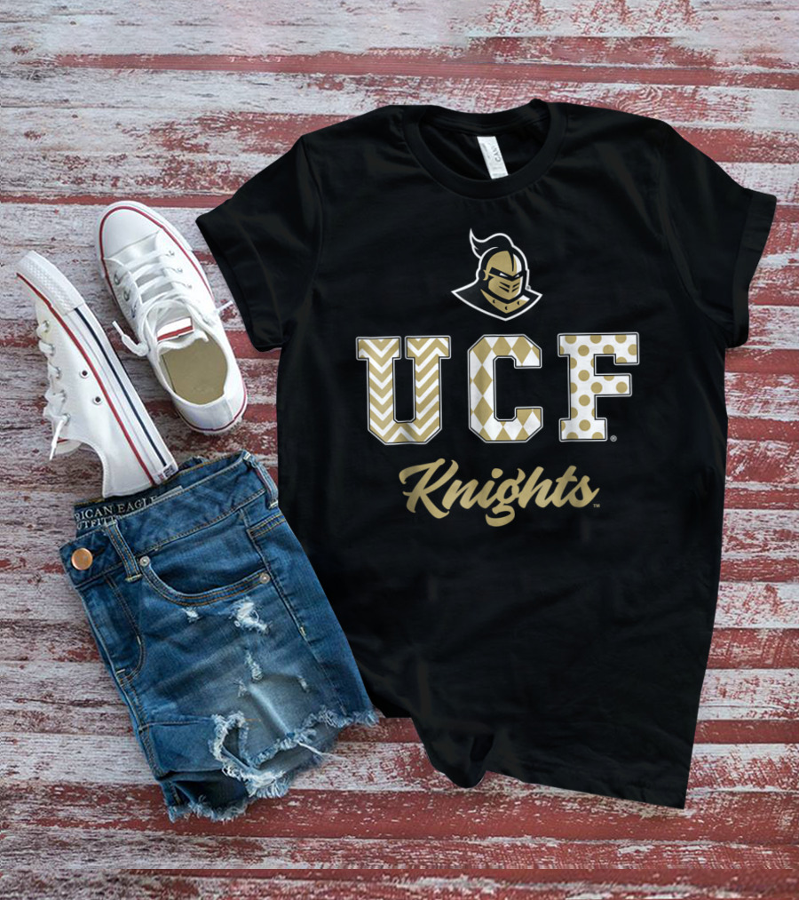 UCF Knights Chevron Argyle Polka Dot Patterned Letters T-Shirt