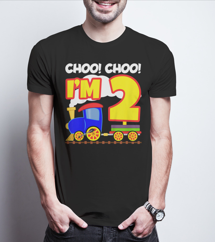 Choo Choo I'm 2 Year Old Train Birthday Toddler Fun T-Shirt