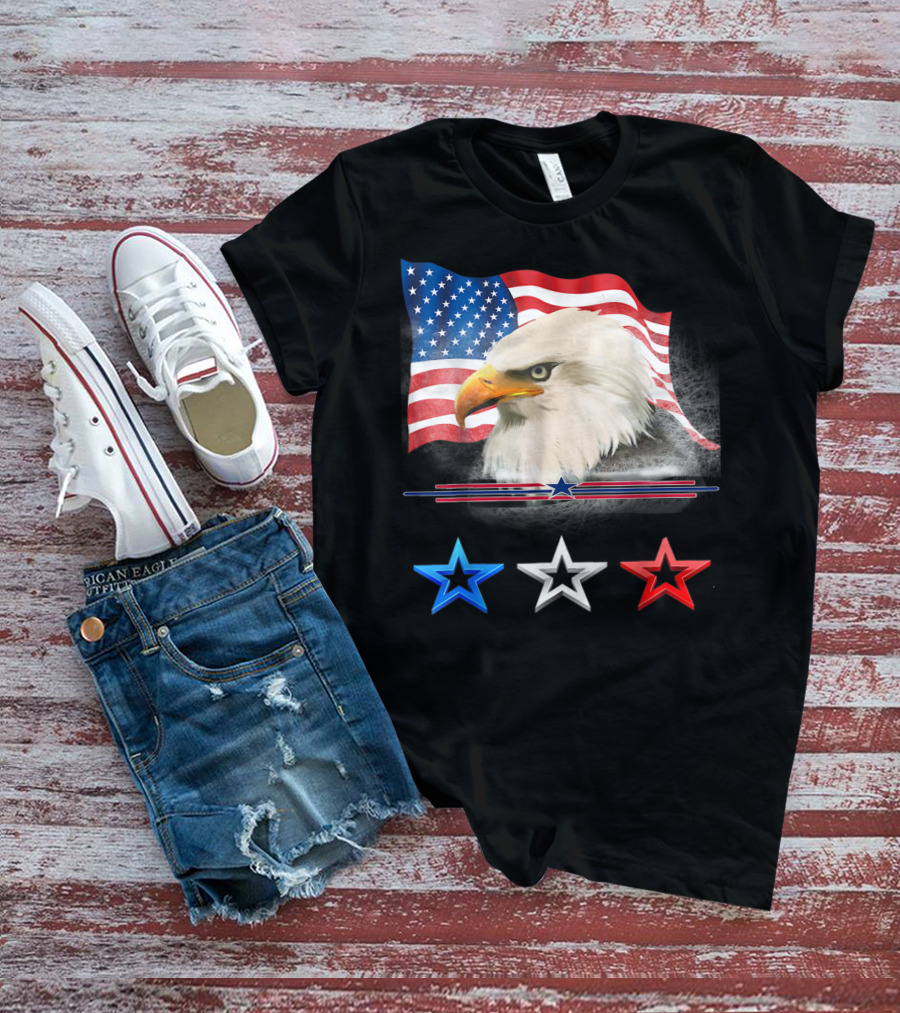 American Flag Eagle With Red White Blue Stars T-Shirt