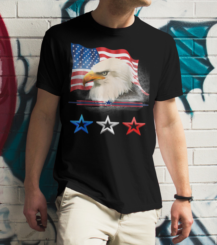 American Flag Eagle With Red White Blue Stars T-Shirt
