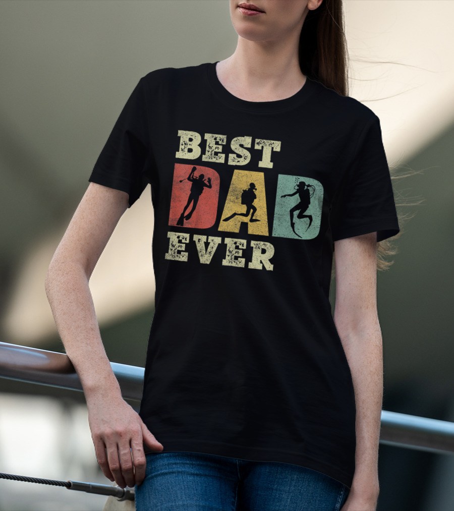 Mens Best Dad Ever With Scuba Diving T-Shirt