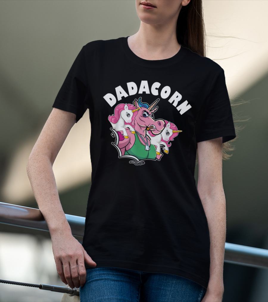 DADACORN Mens Funny Twin Dad Unicorn T-Shirt
