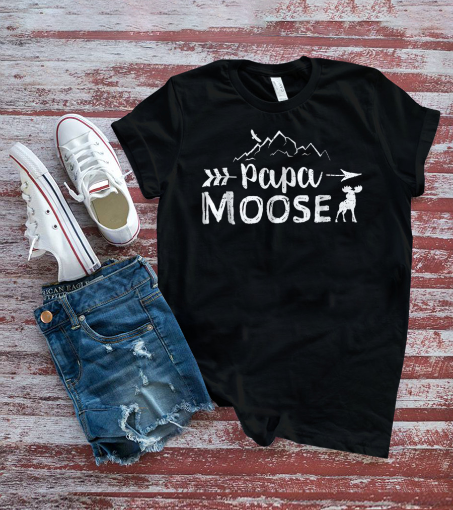 Papa Moose Mountain Arrow Matching Family Mens Mama Papa T-Shirt