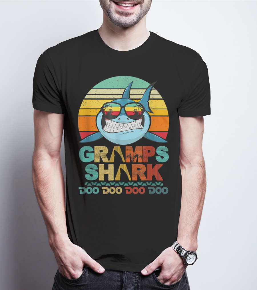 Gramps Shark Doo Doo Doo Doo Mens Vintage Funny T-Shirt