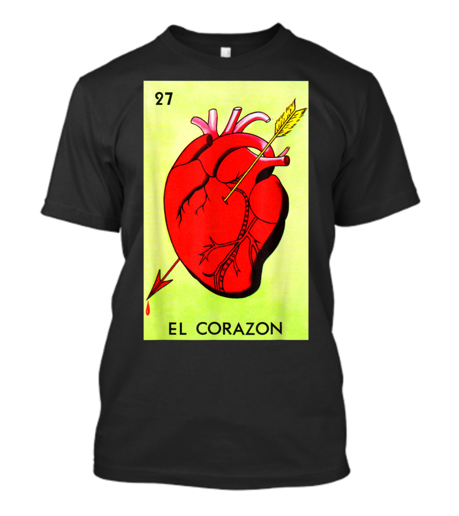 Mexican Loteria Card 27 El Corazon Heart With Arrow T-Shirt
