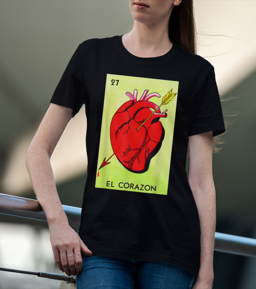 Mexican Loteria Card 27 El Corazon Heart With Arrow T-Shirt