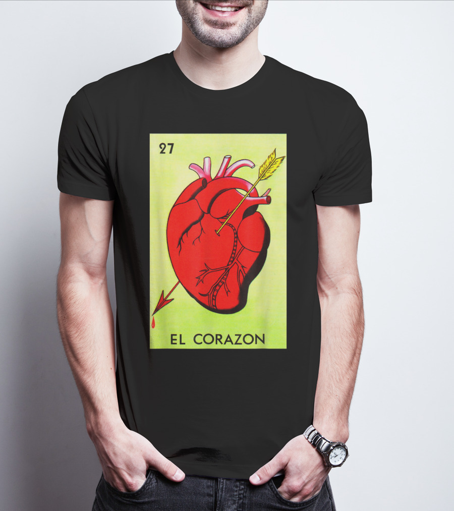 Mexican Loteria Card 27 El Corazon Heart With Arrow T-Shirt