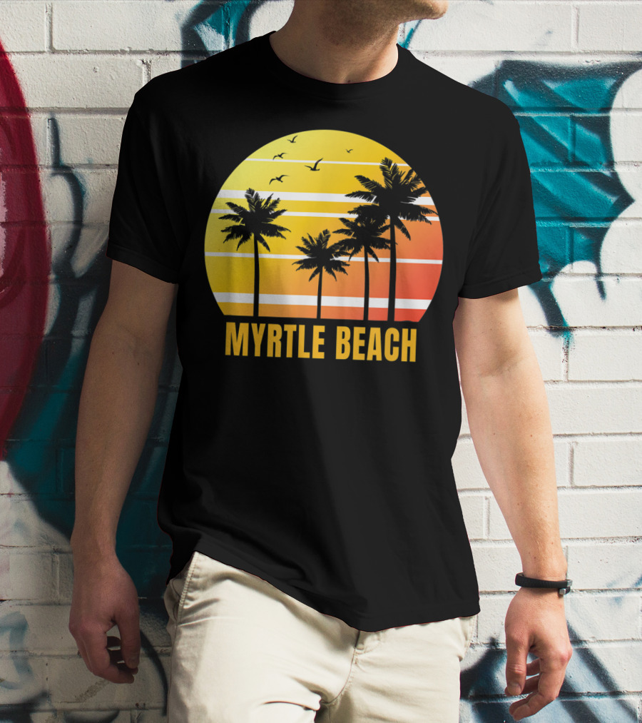 Myrtle Beach South Carolina Palm Trees Sunset Vacation Souvenir T-Shirt