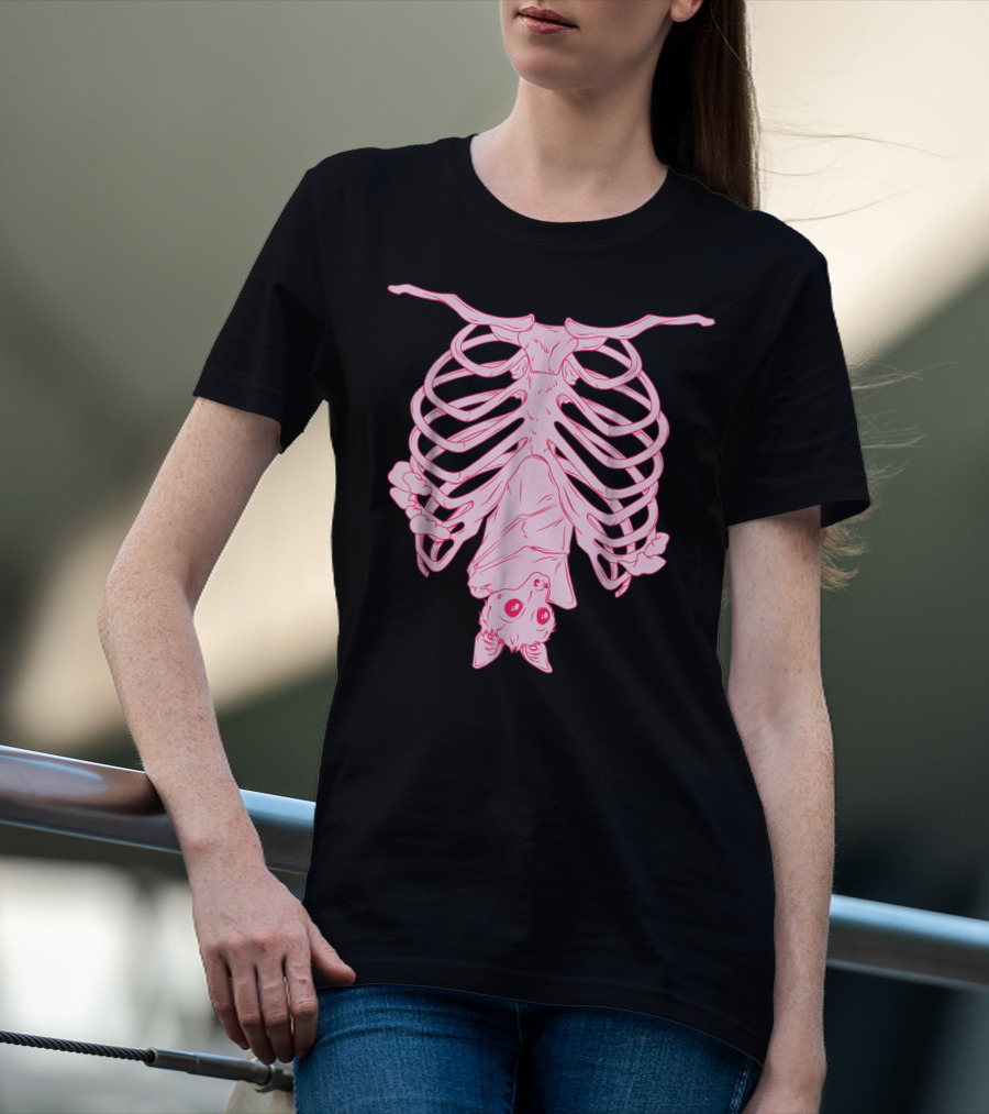 Nu Goth Pastel Bat With Skeleton Aesthetic T-Shirt