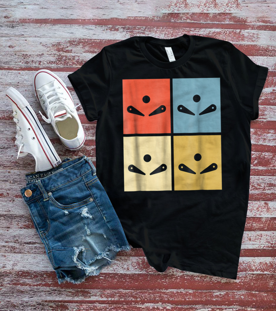 Pinball Colorful Flipper Pop Art Blocks T-Shirt