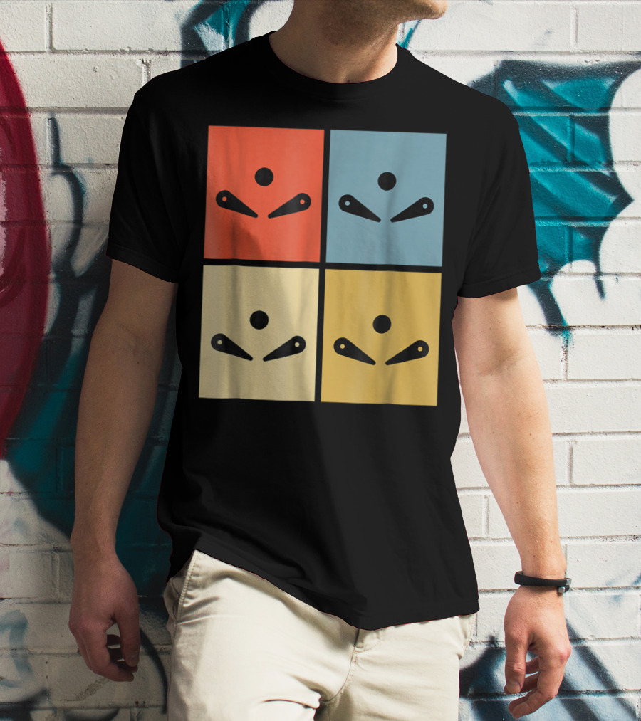 Pinball Colorful Flipper Pop Art Blocks T-Shirt