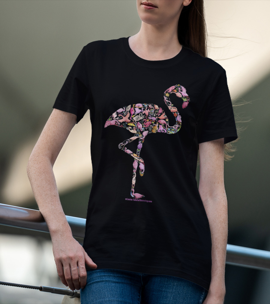 Pink Flamingo Womens Girls Perfect Louise Tate ArtLicensing.com T-Shirt