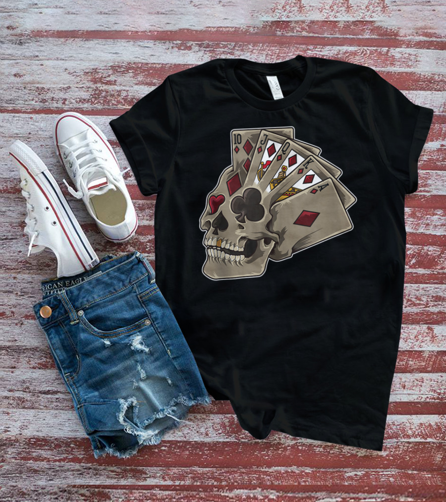 Skull With Poker Cards Casino Theme Party Tank T-Shirt