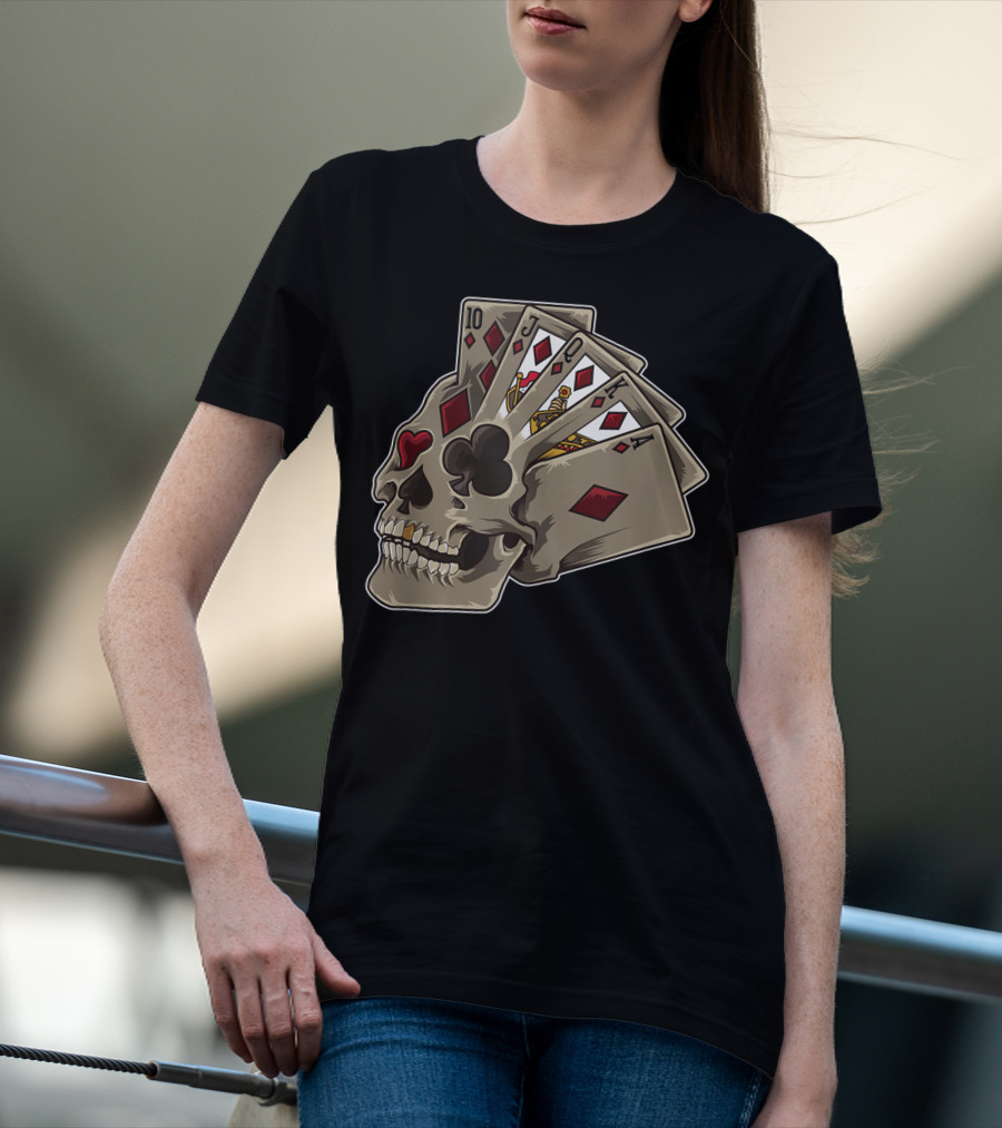 Skull With Poker Cards Casino Theme Party Tank T-Shirt