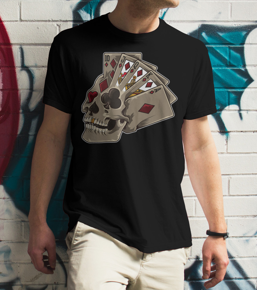 Skull With Poker Cards Casino Theme Party Tank T-Shirt