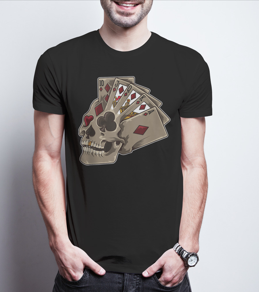 Skull With Poker Cards Casino Theme Party Tank T-Shirt