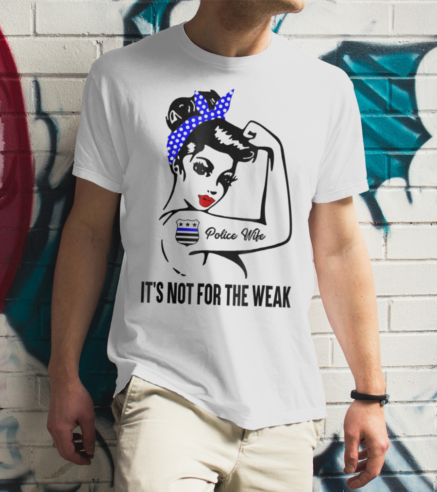 Police Wife Strength Blue Polka Dot Bandana Icon Tattoo T-Shirt