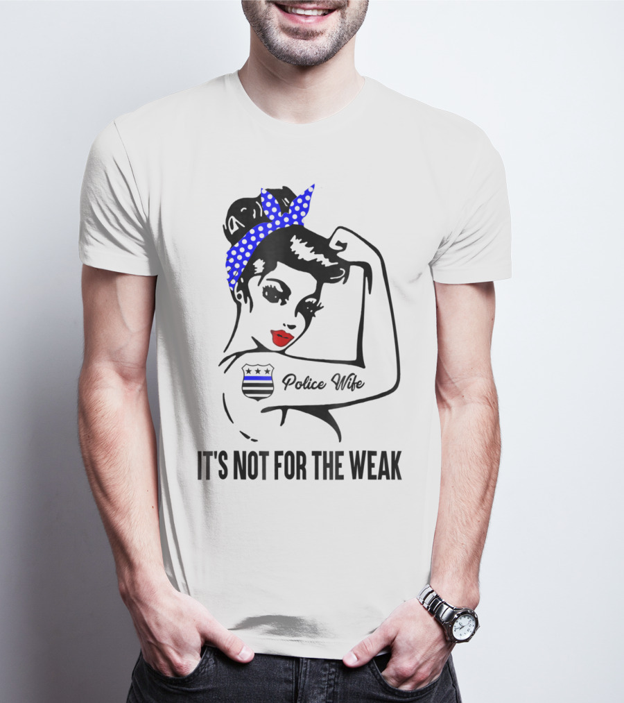 Police Wife Strength Blue Polka Dot Bandana Icon Tattoo T-Shirt