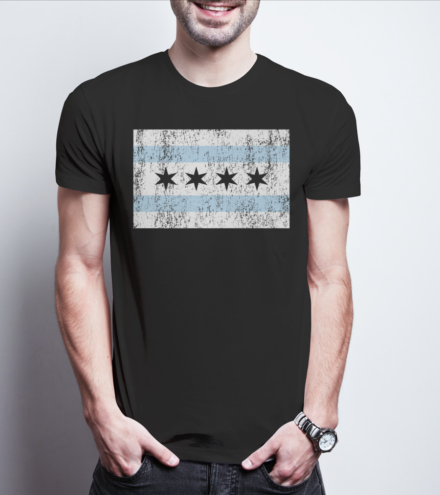 Distressed Vintage Chicago Flag With Grunge Texture T-Shirt