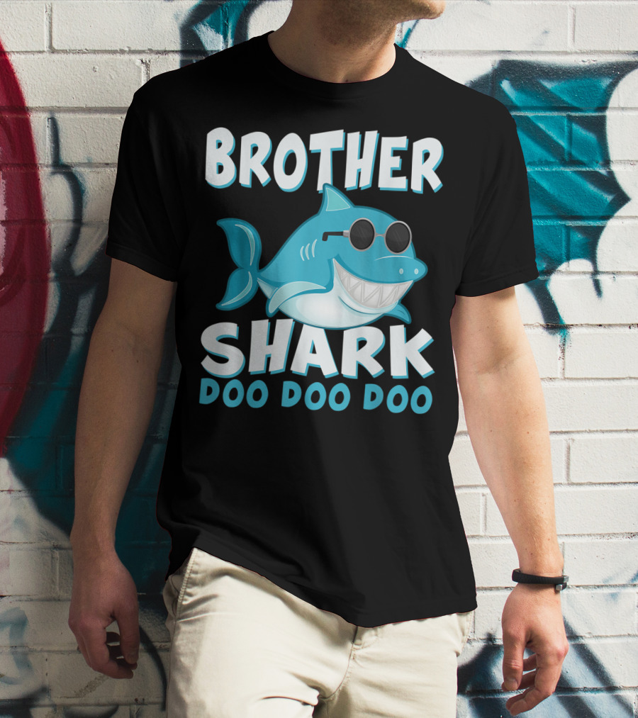 Brother Shark Doo Doo Doo Retro Vintage Father's Day T-Shirt