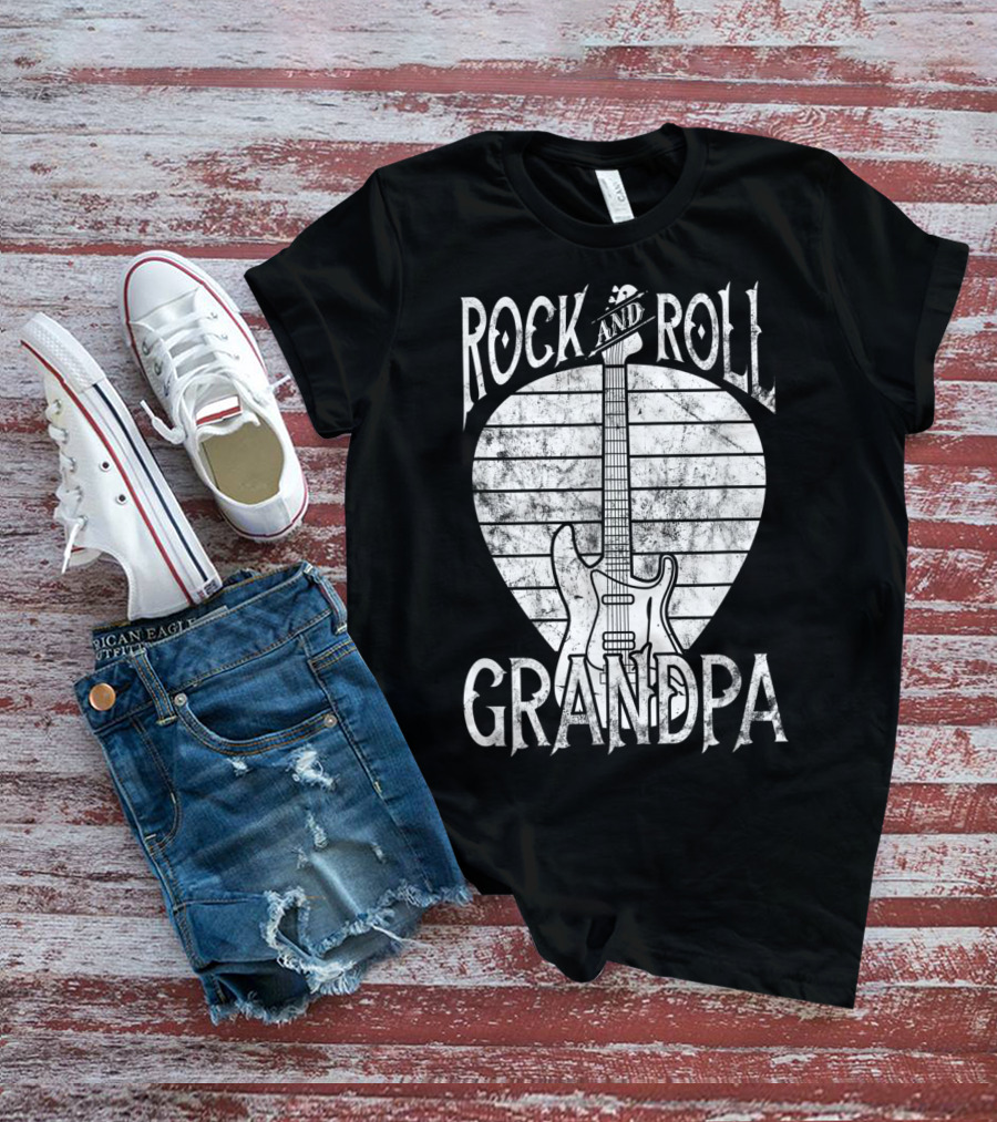 Rock And Roll Grandpa Vintage Guitar Player Iconic T-Shirt