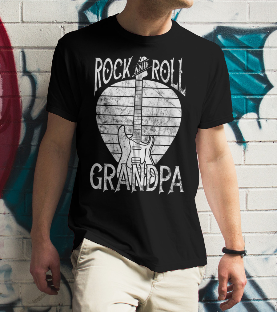 Rock And Roll Grandpa Vintage Guitar Player Iconic T-Shirt