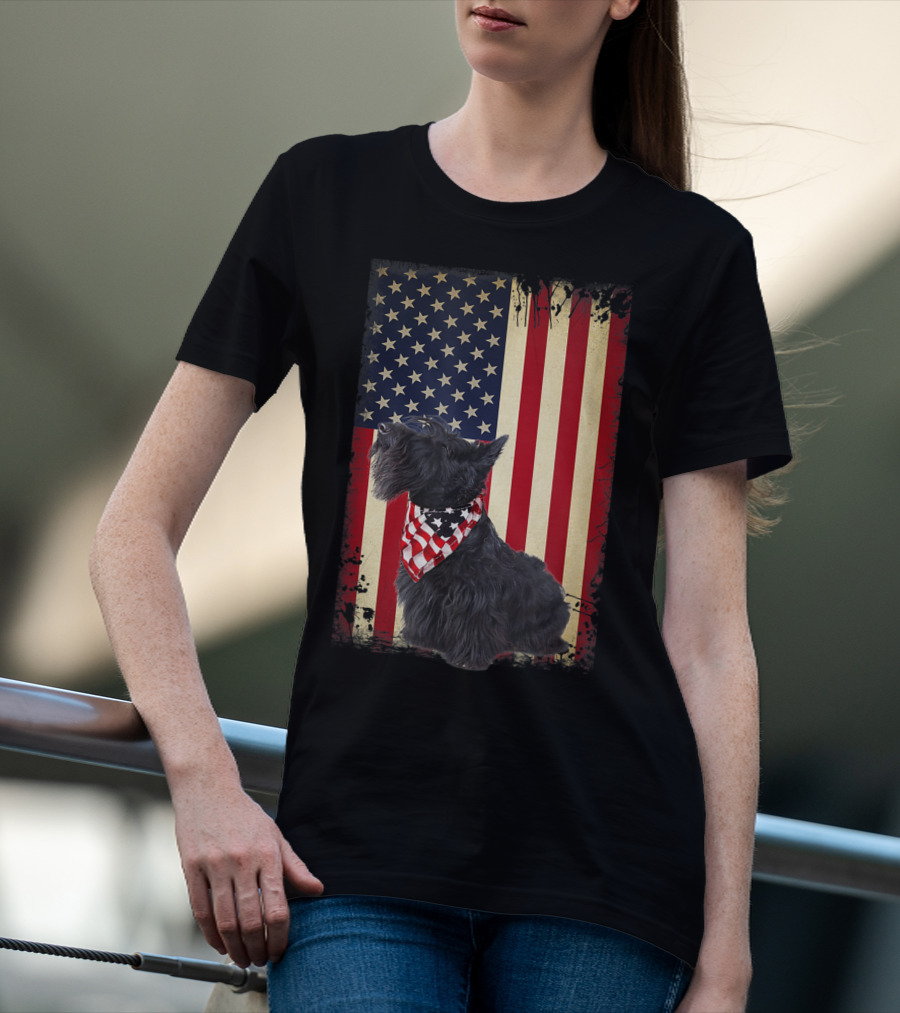 Scottish Terrier American Flag Bandana T-Shirt
