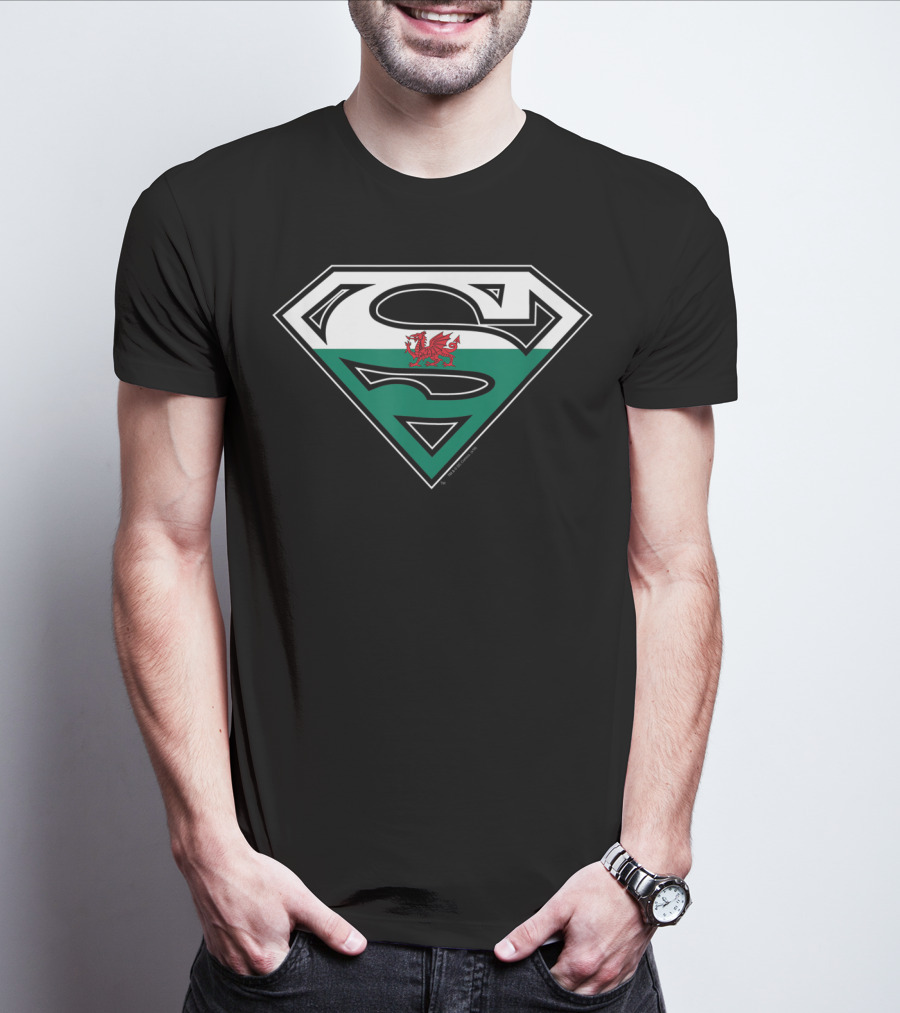 Superman S Logo With Welsh Flag Dragon T-Shirt