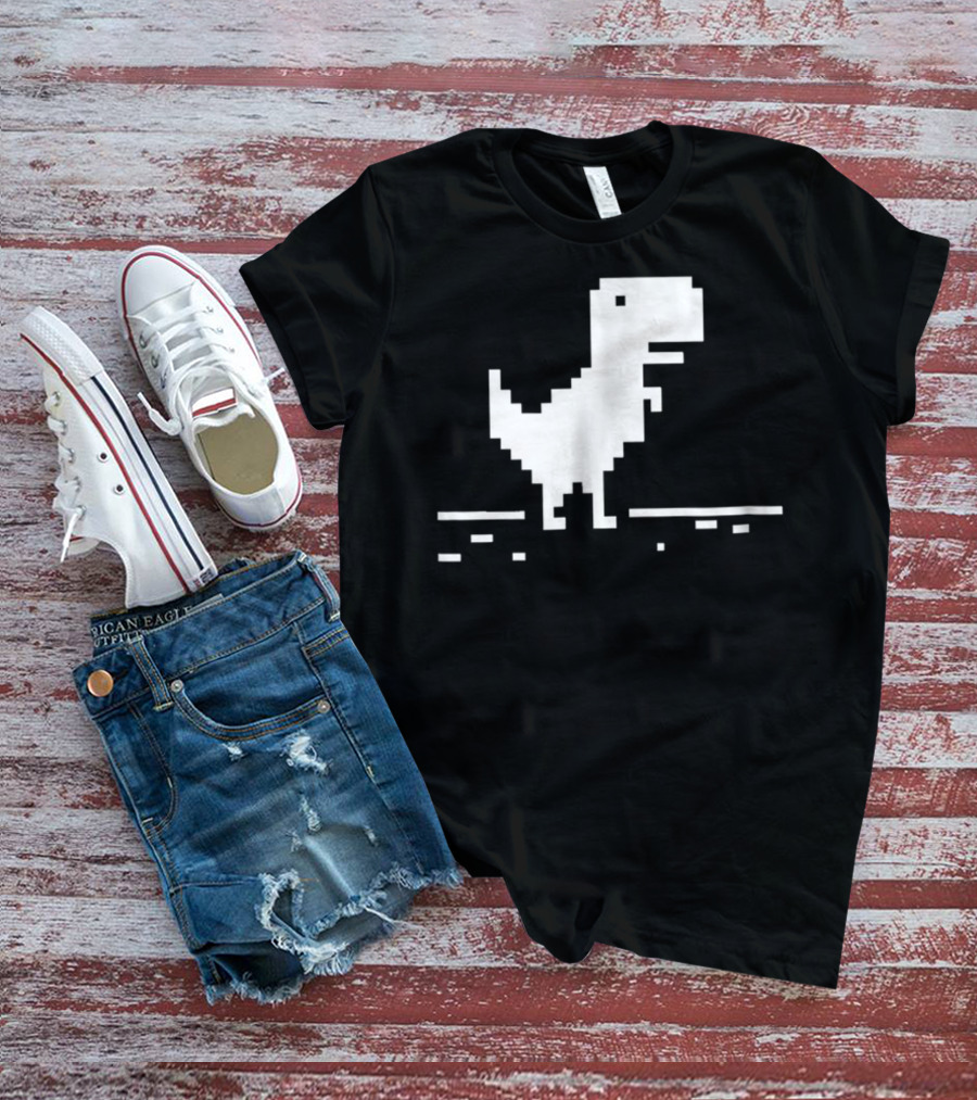 T Rex Pixel Dinosaur No Internet Game T-Shirt