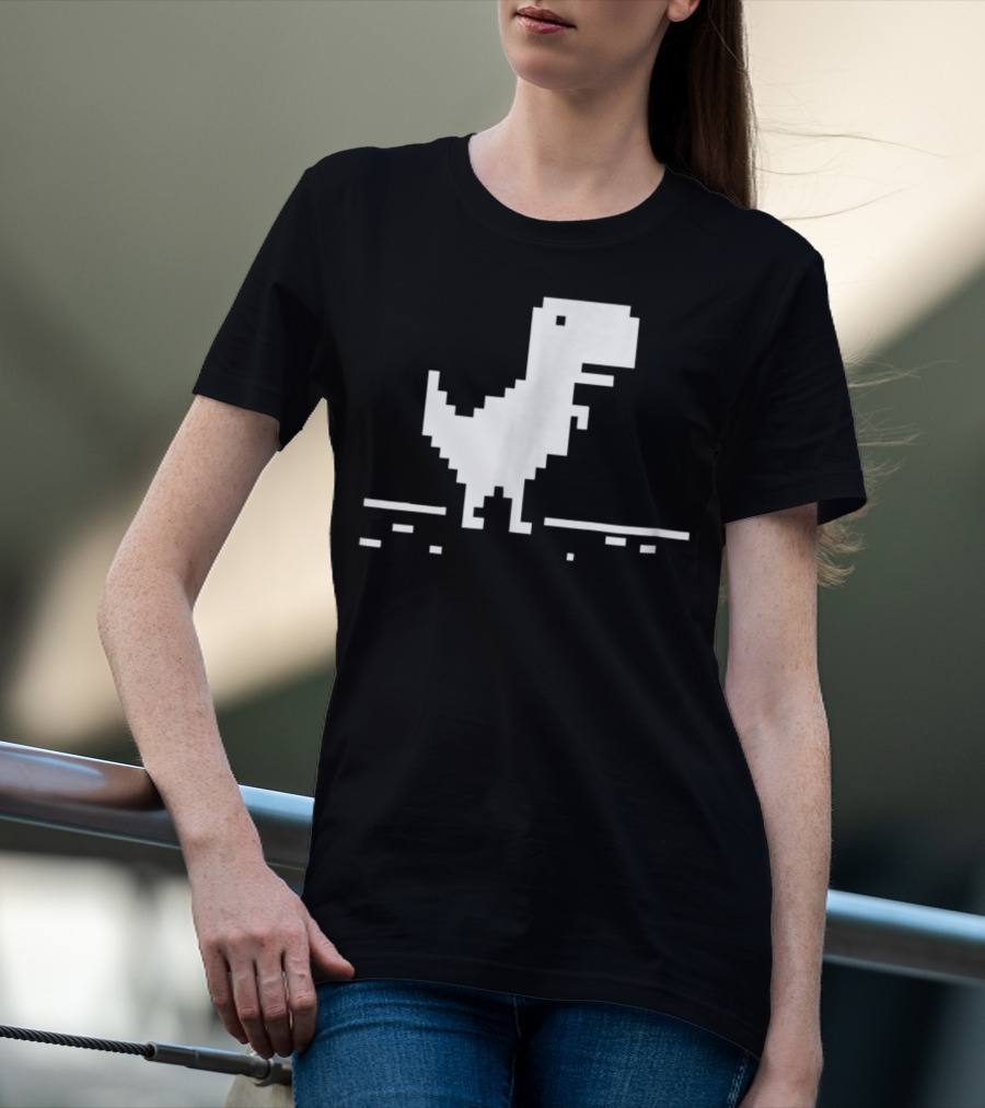 T Rex Pixel Dinosaur No Internet Game T-Shirt