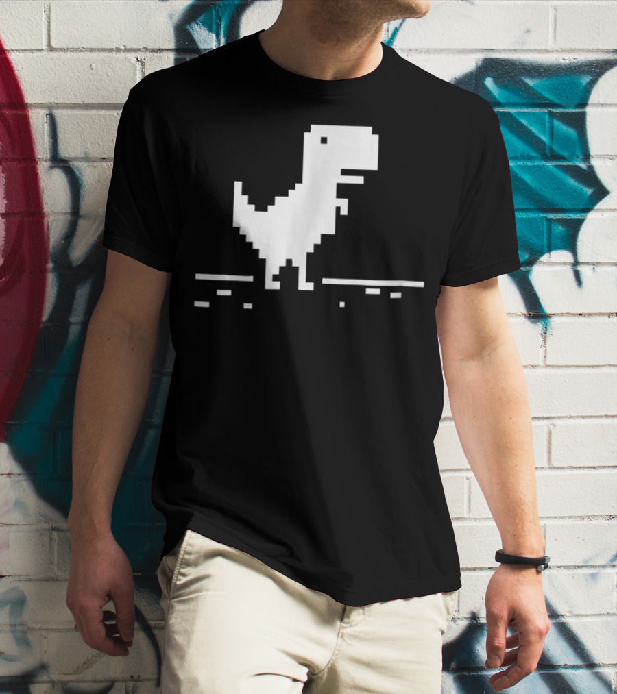 T Rex Pixel Dinosaur No Internet Game T-Shirt