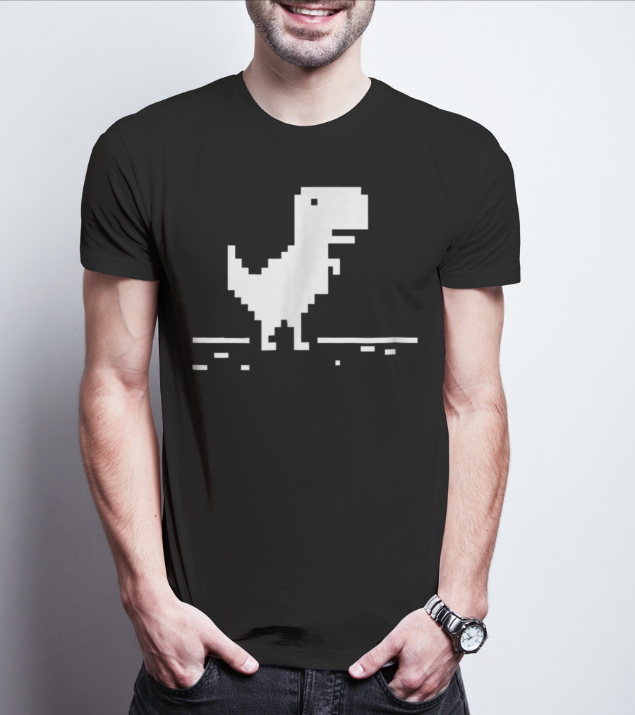 T Rex Pixel Dinosaur No Internet Game T-Shirt