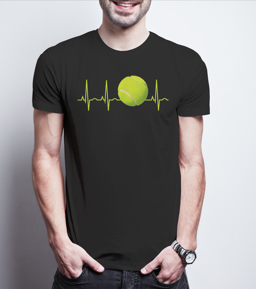 Tennis Lover Heartbeat Tennis Ball T-Shirt