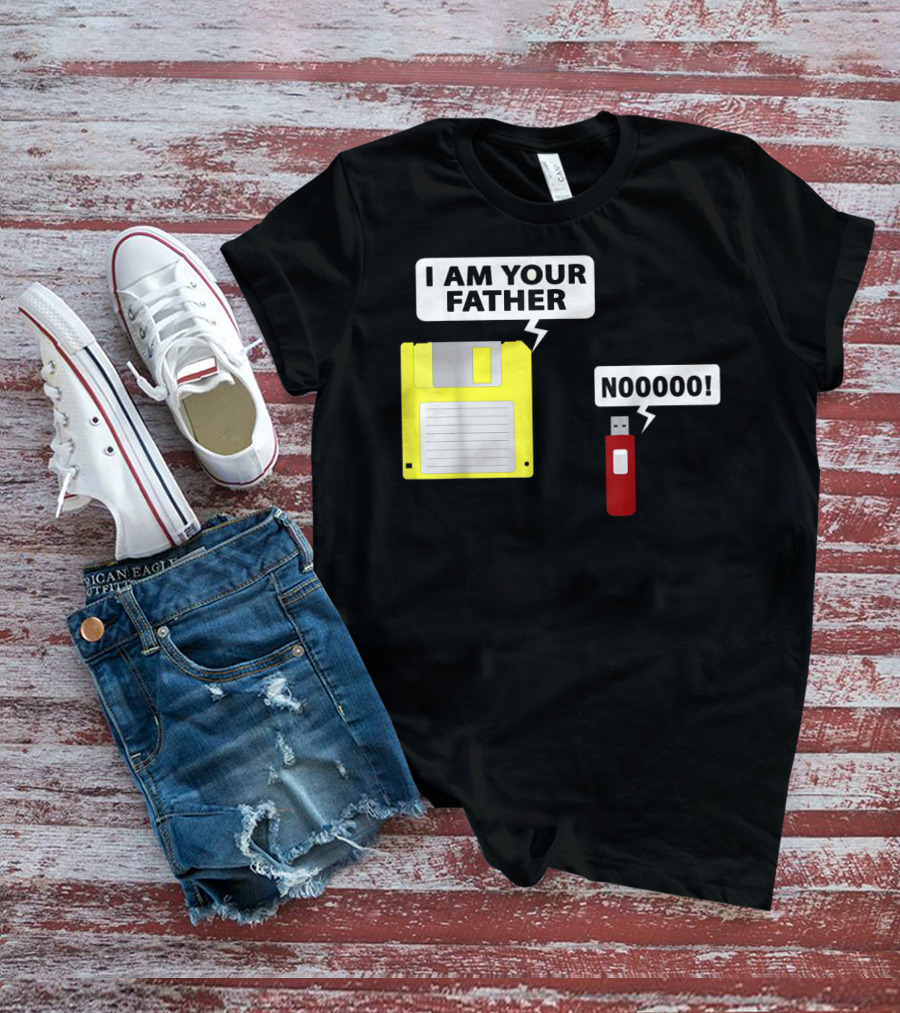 USB Floppy Disk I Am Your Father Nooooo Funny Geek Computer T-Shirt