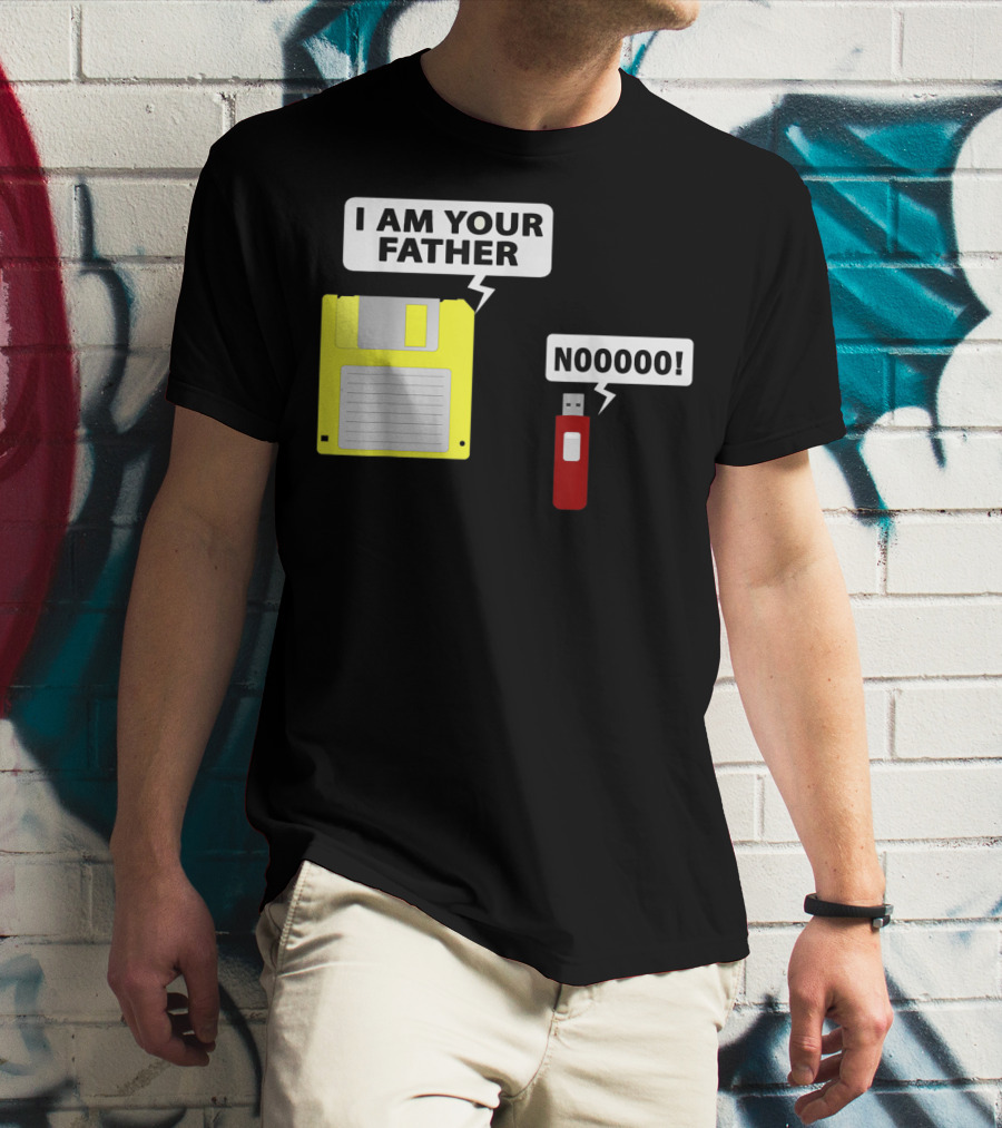 USB Floppy Disk I Am Your Father Nooooo Funny Geek Computer T-Shirt