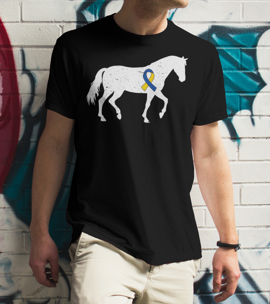 Horse Down Syndrome Awareness Blue Yellow T-Shirt