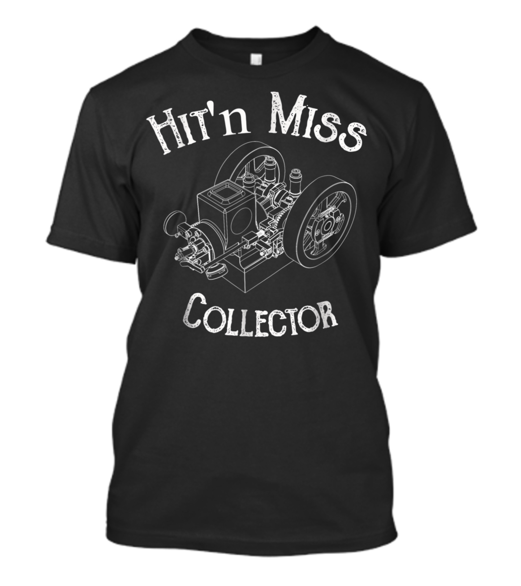 Hit 'n Miss Engine Collector Sketch Typography T-Shirt
