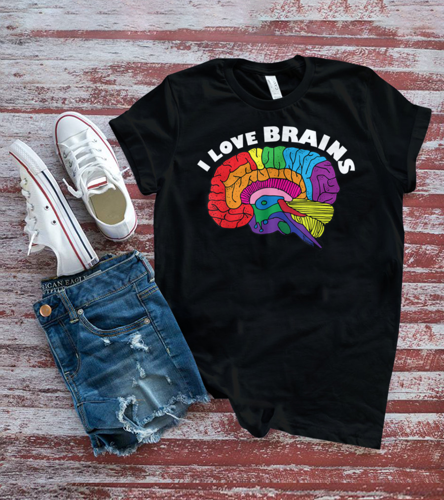 I Love Brains Neuroscience Neurologist Brain Lover Rainbow T-Shirt