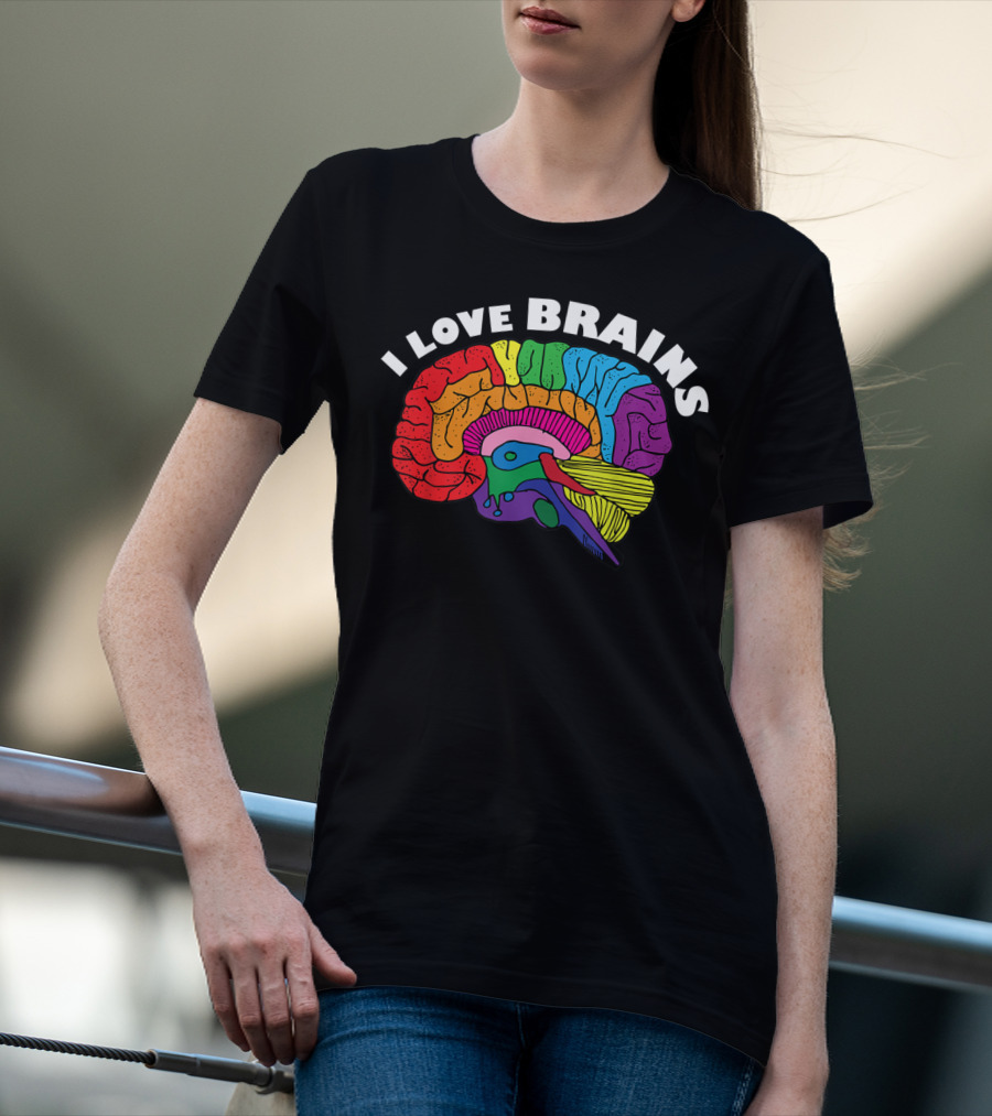 I Love Brains Neuroscience Neurologist Brain Lover Rainbow T-Shirt