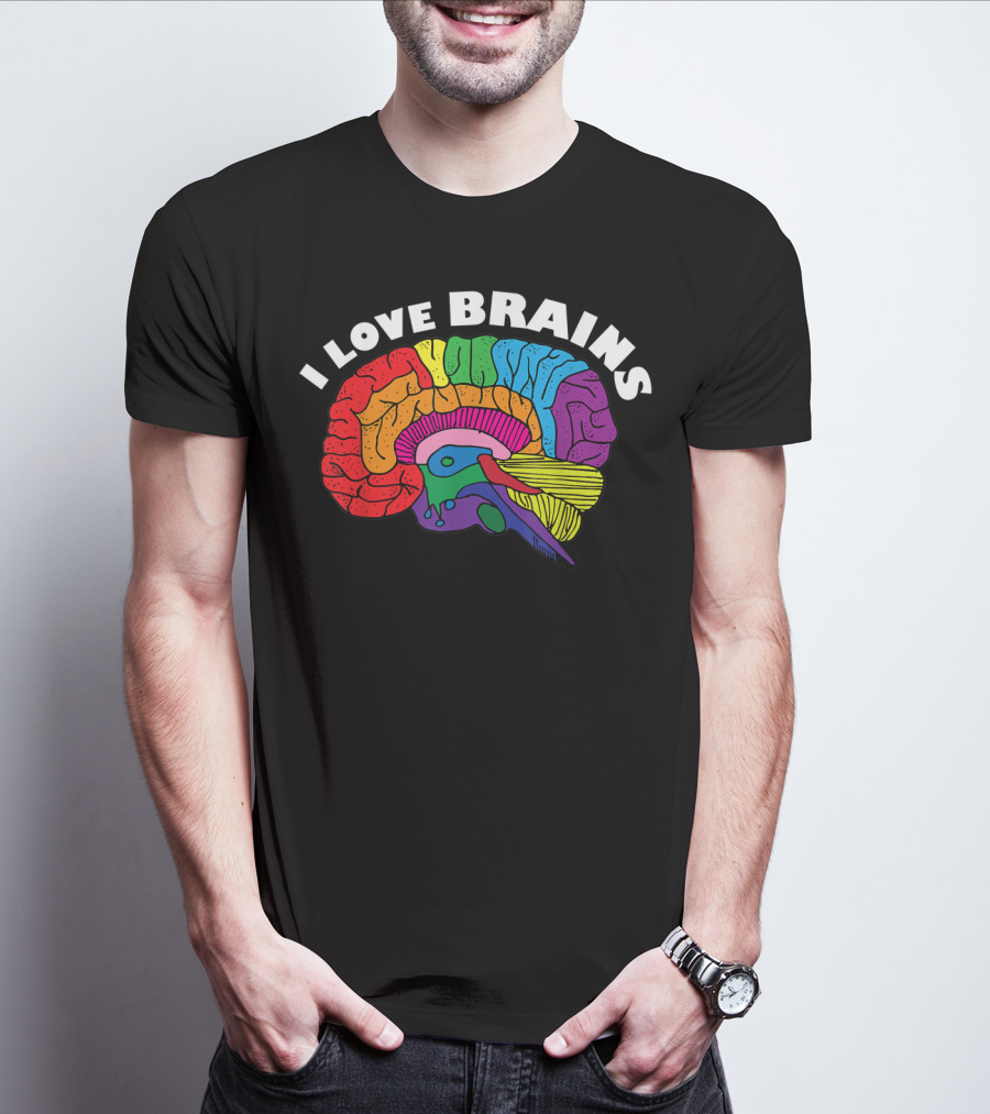I Love Brains Neuroscience Neurologist Brain Lover Rainbow T-Shirt