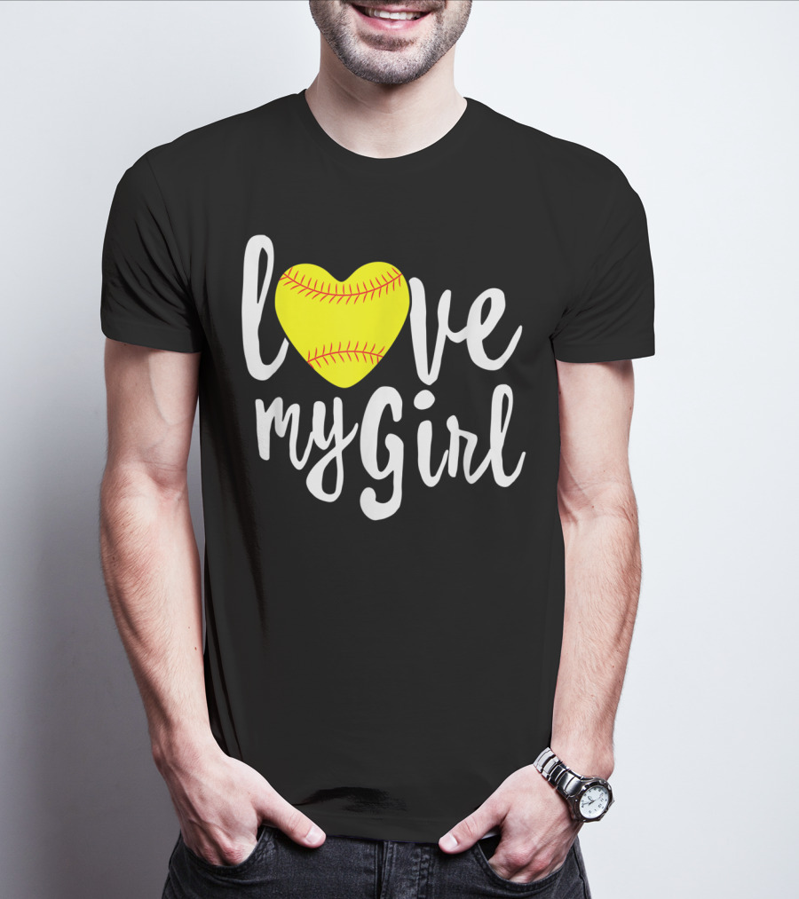 Love My Girl Softball Heart T-Shirt